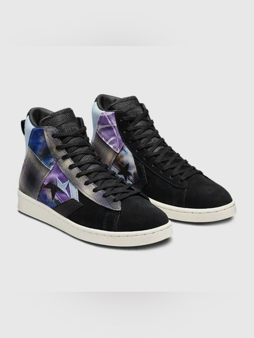 Women's Converse PRO LEATHER HI Black Sneakers Multi- Patchwork